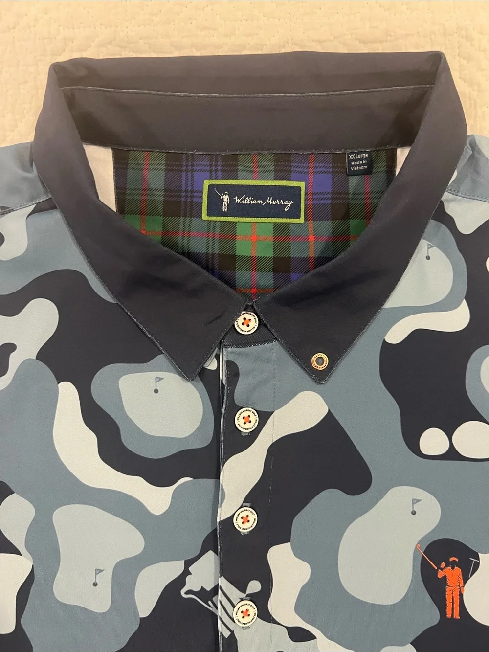 William Murray Golf Men’s 2XL Tito’s Vodka Blue Gray Camo Performance Golf Shirt - Picture 1 of 5